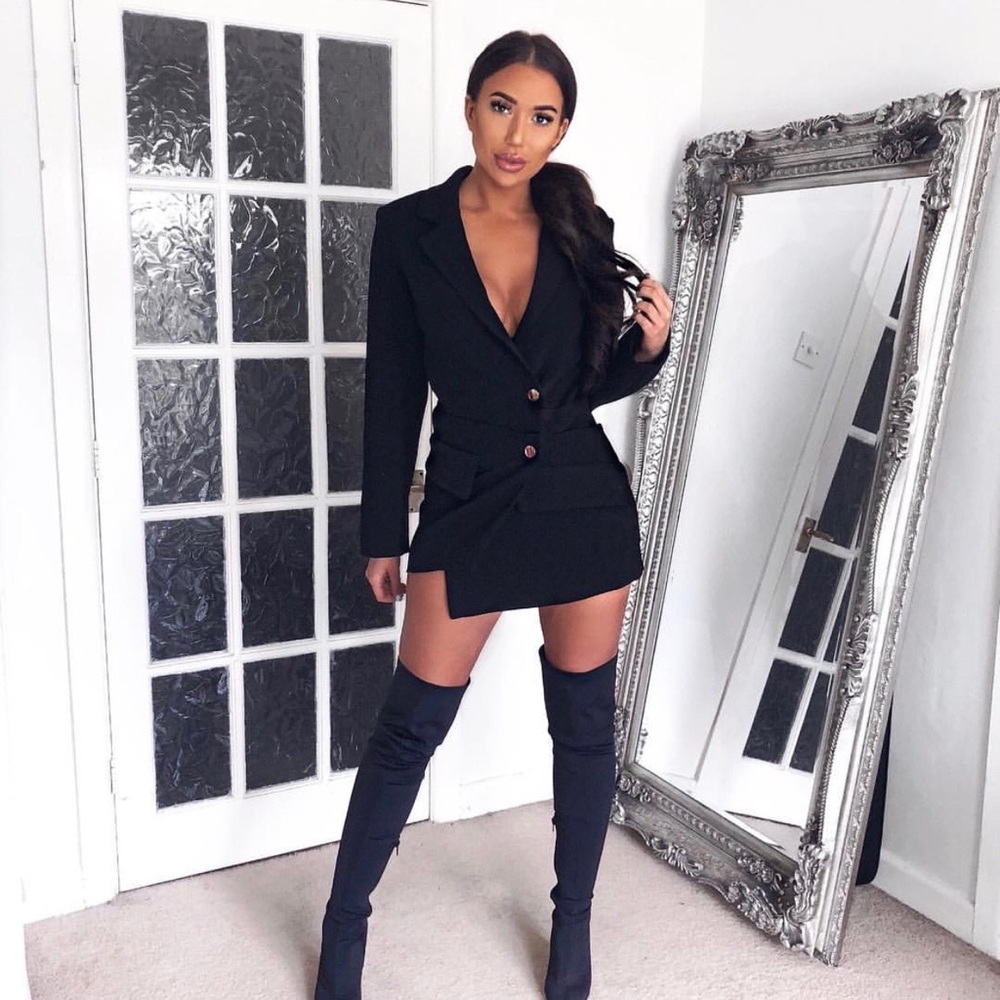 NWT House of CB “Jaimie” black tuxedo dress